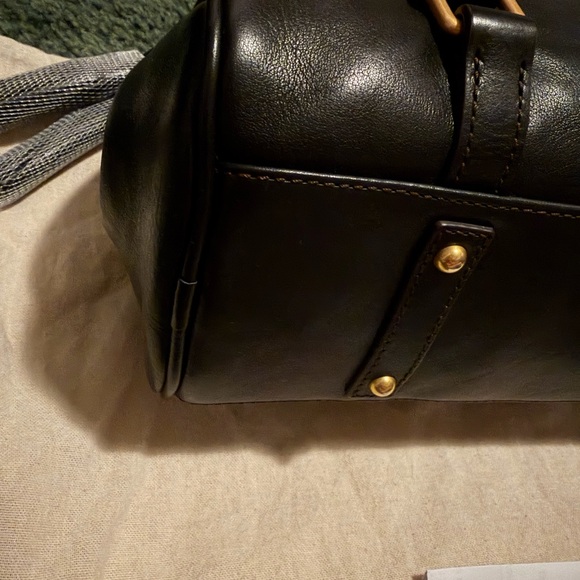 Dooney & Bourke Black Leather Satchel with Gold Accents - Picture 6 of 8
